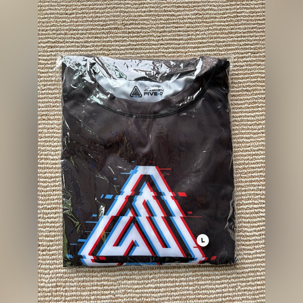 Five-O Men's Black Short Sleeve Logo Tee - Geometric Print